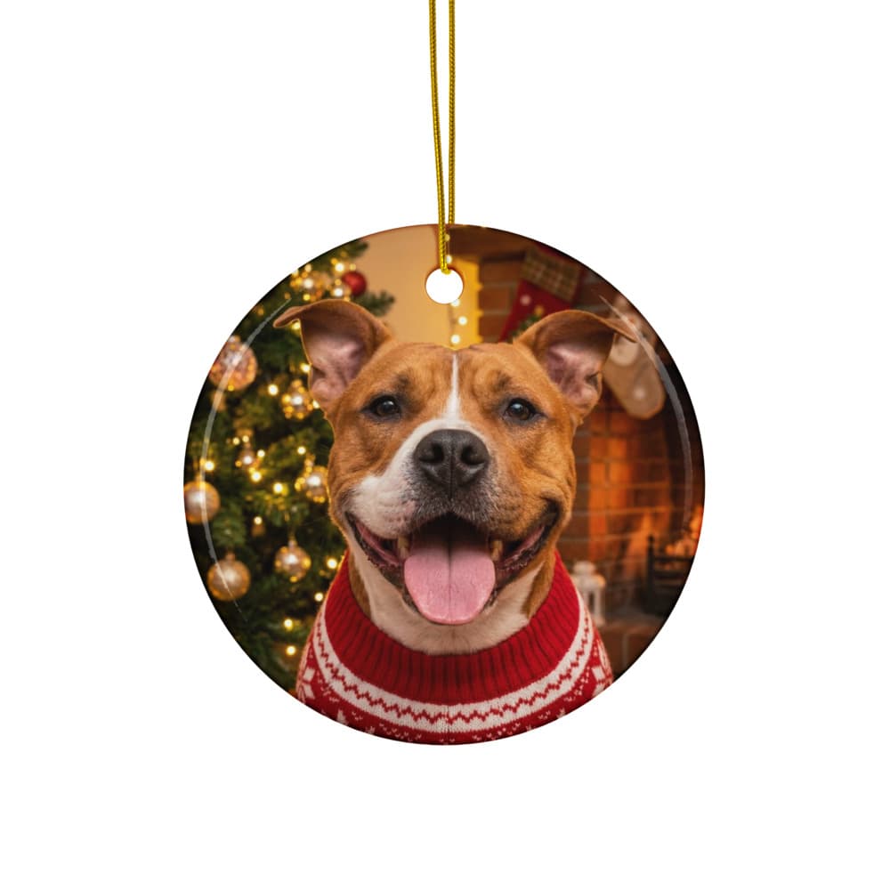 Memorial pet portrait on a keepsake ornament