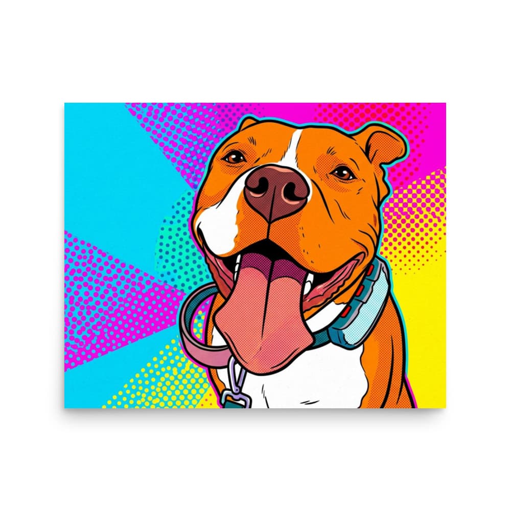 A custom pet portrait printed on a matte poster