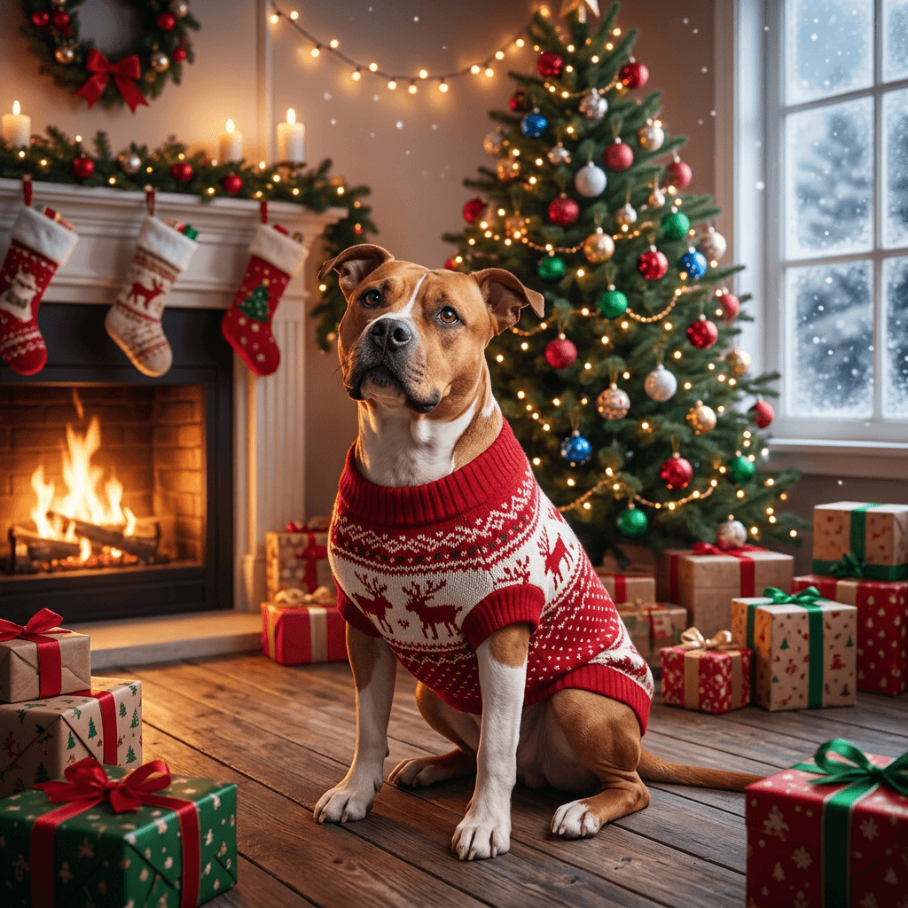 Cozy Christmas pet portrait style preview