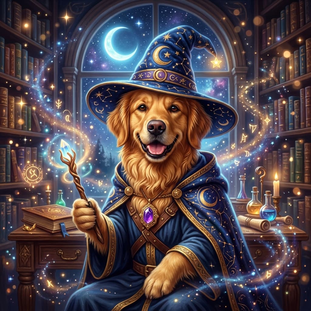 Wizard Golden Retriever Portrait Preview