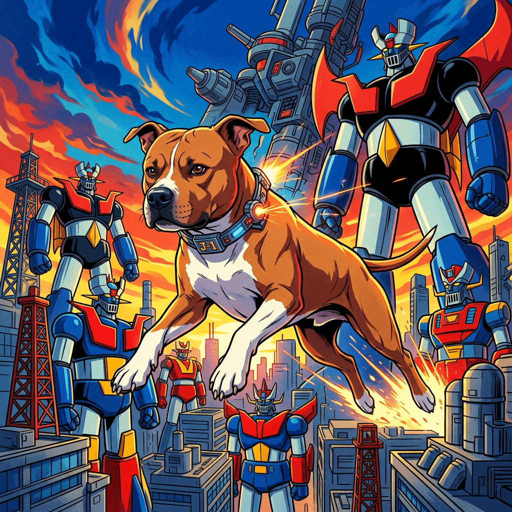 Retro Super Robot pet portrait preview