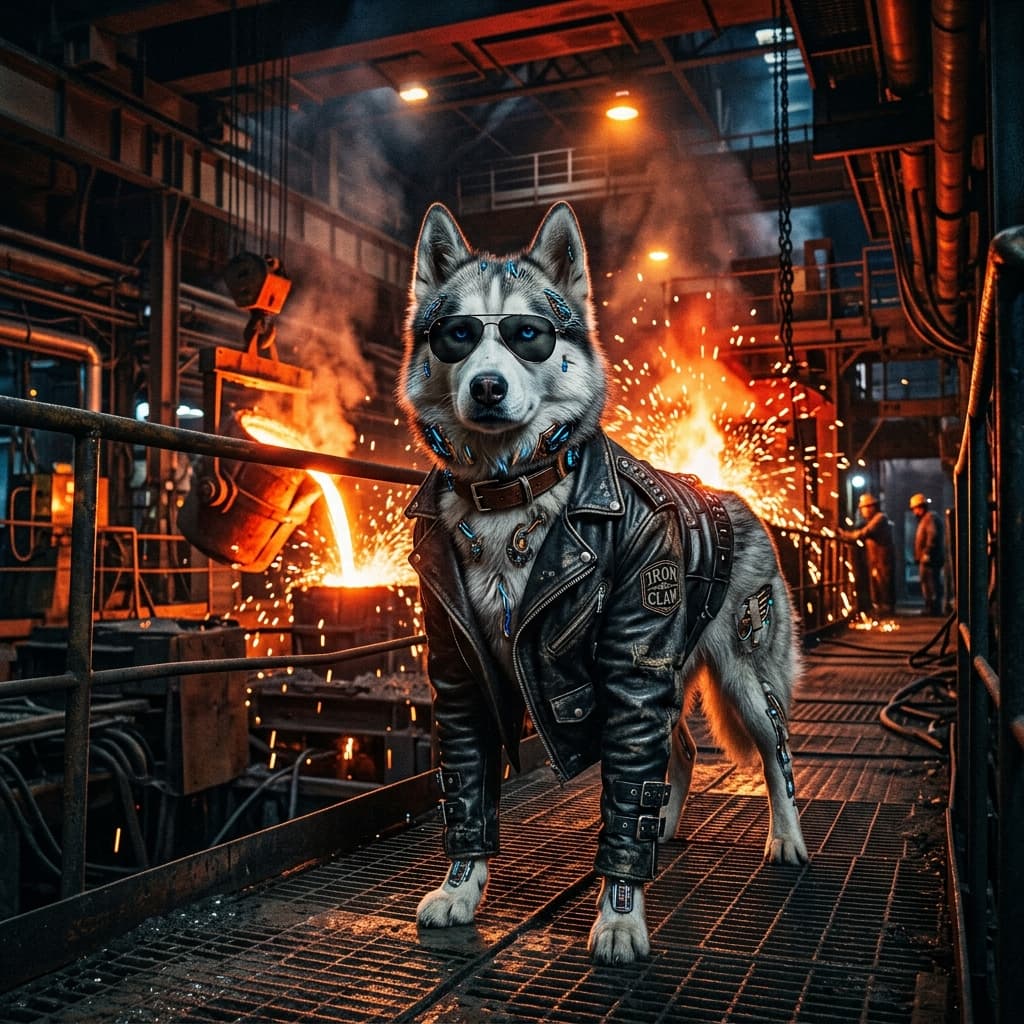 liquid metal protector pet portrait