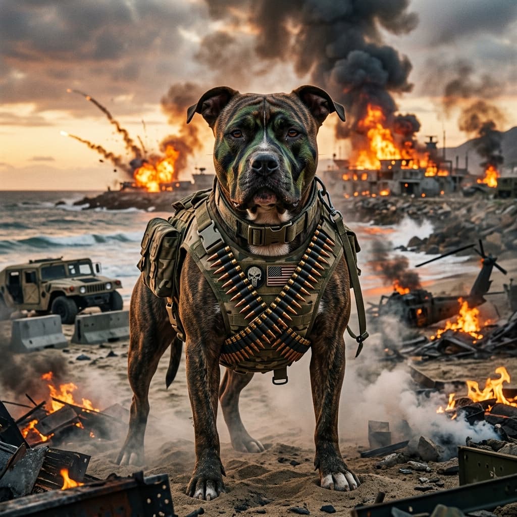 one man commando pet portrait